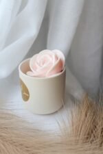Pink Bloom in White Ceramic