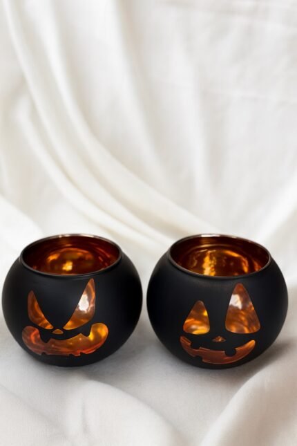 Jack-o’-Lantern Tealight Holder Set (Black)