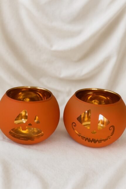 Jack-o’-Lantern Tealight Holder Set (Orange)